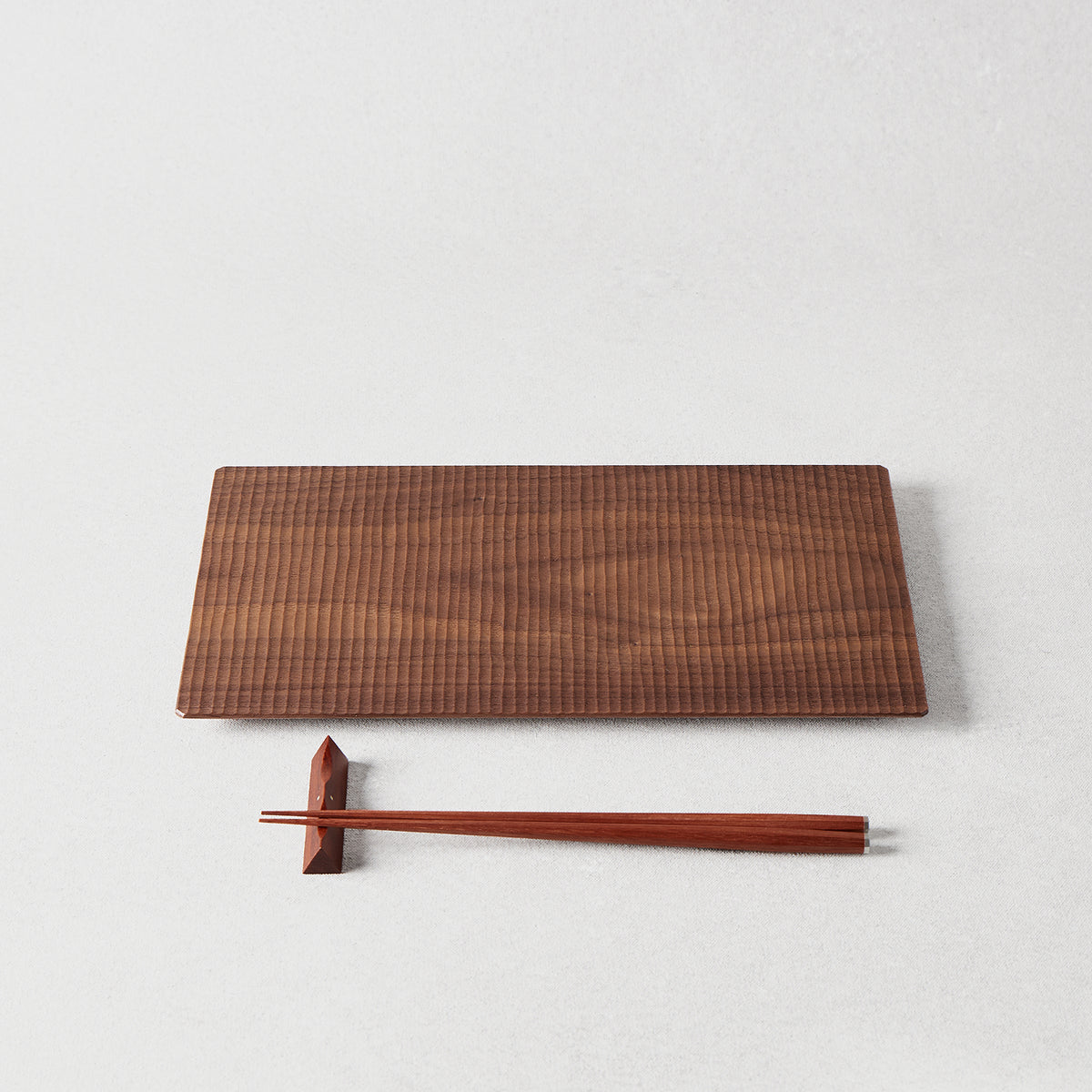 Sazanami Carved Rectangular Wood Tray 12" × 7.5"