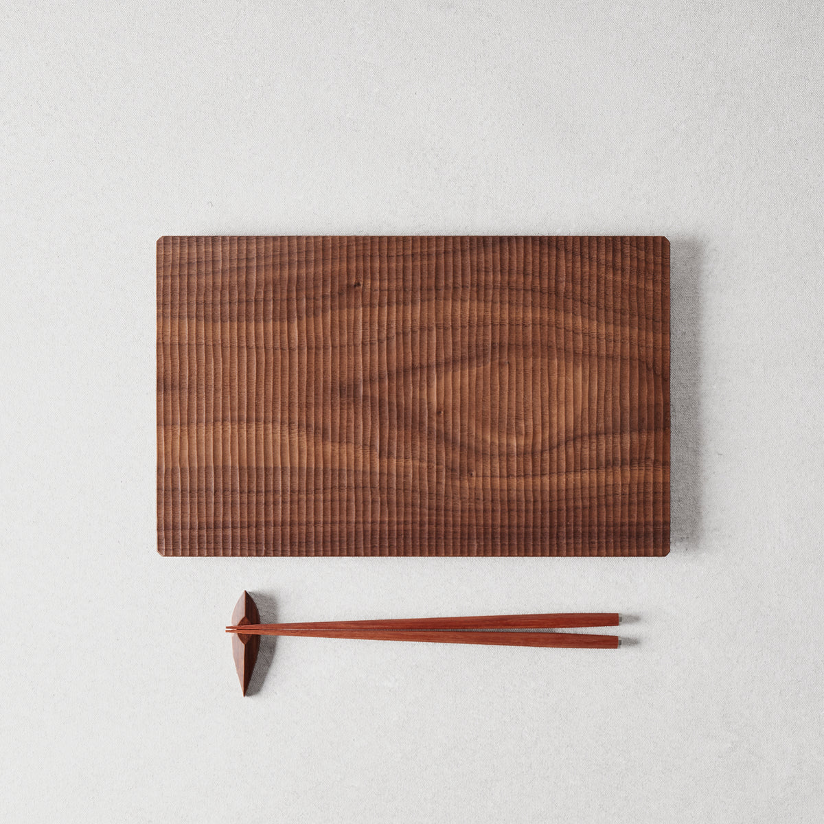 Sazanami Carved Rectangular Wood Tray 12" × 7.5"