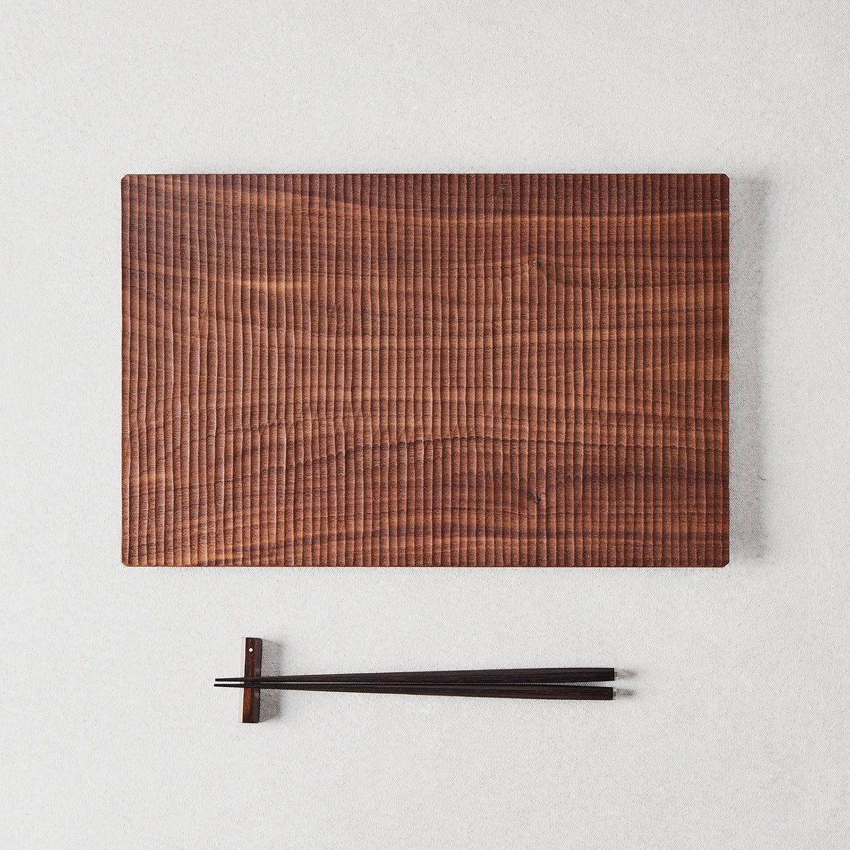 Sazanami Carved Rectangular Wood Tray 14" × 9"