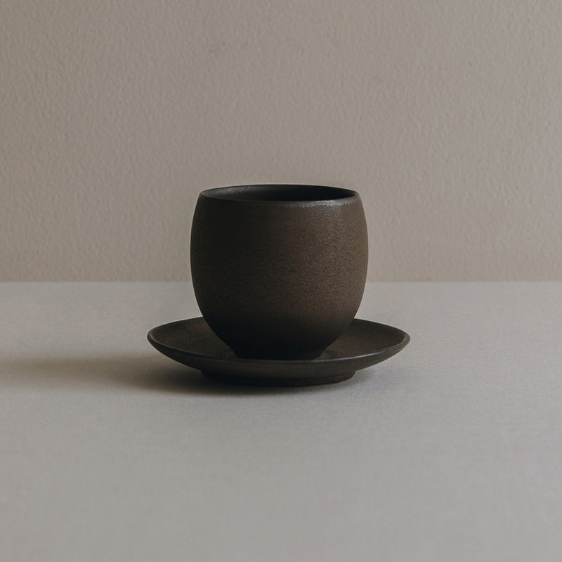 U Cup and Saucer L | Copper Brown