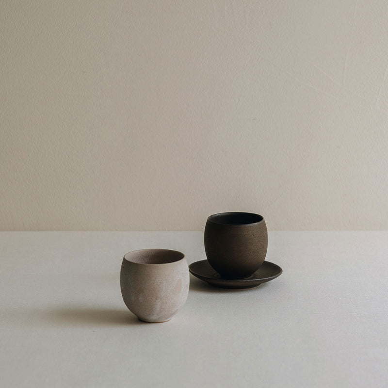 U Cup and Saucer L | Stone Beige