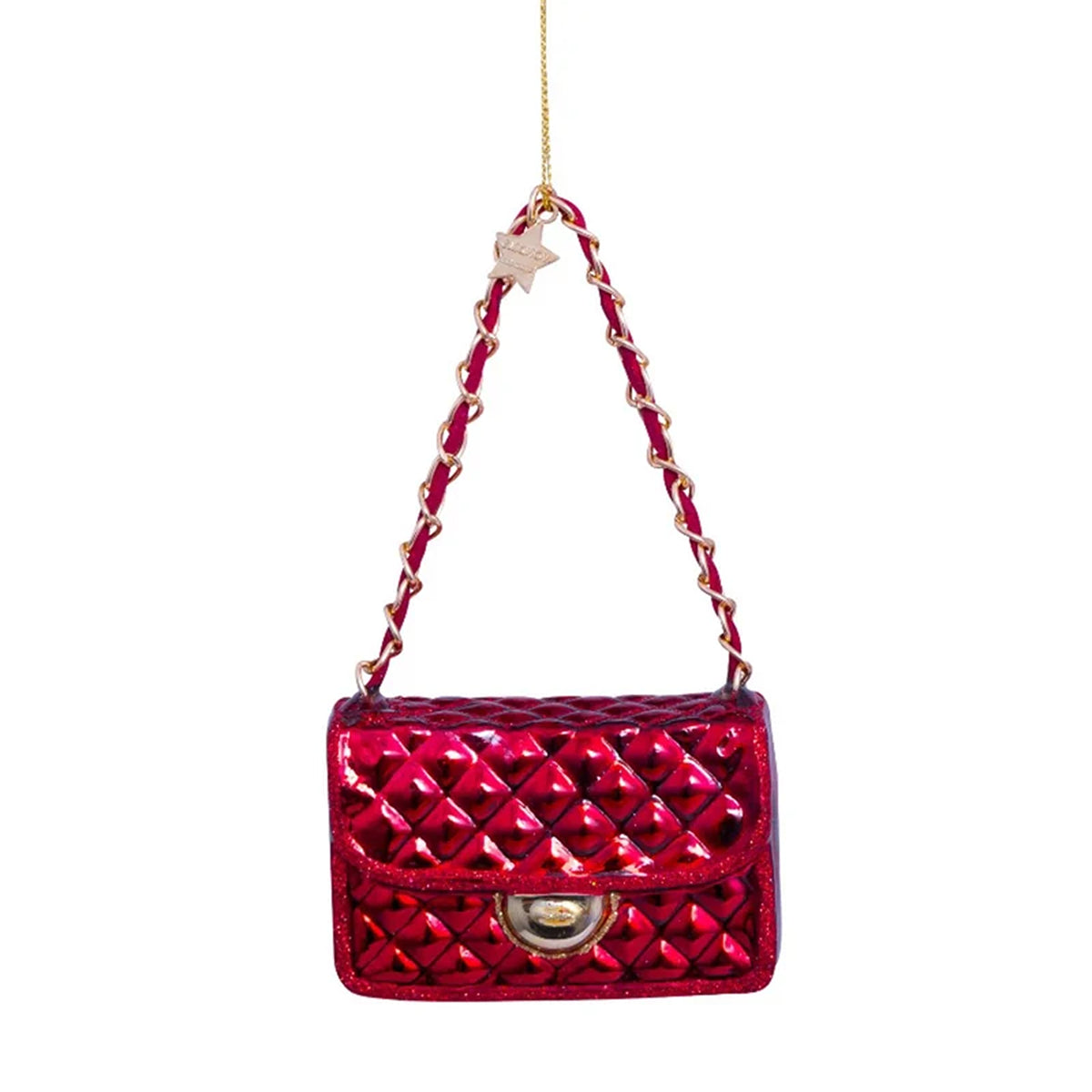 Burgundy Red Fashion Bag w/ Diamonds Ornament
